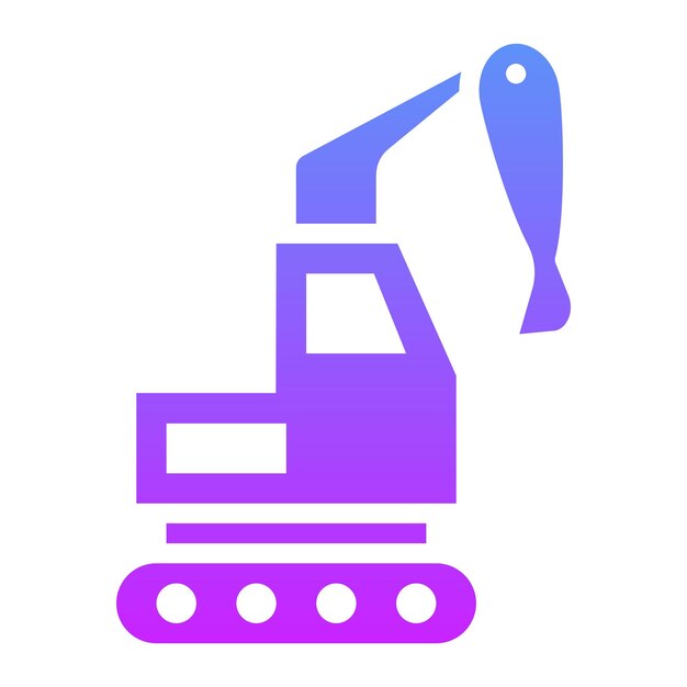 Ilustración del icono vectorial de la retroexcavadora del conjunto de iconos de herramientas de construcción