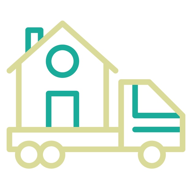 Ilustración del icono vectorial de reubicación de la casa del conjunto de iconos de bienes raíces