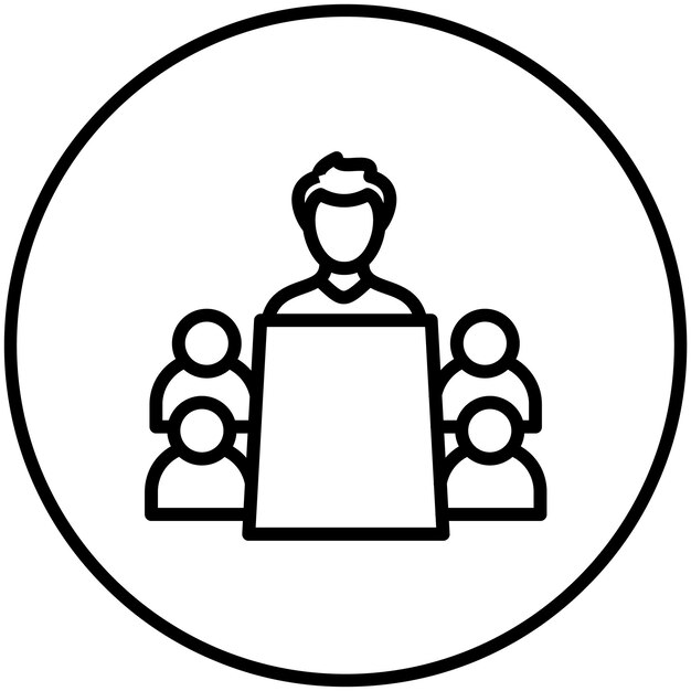 Ilustración del icono vectorial de la reunión del conjunto de iconos de negocios y oficina