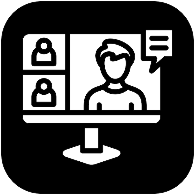 Ilustración del icono vectorial de la reunión en línea del conjunto de iconos de capacitación empresarial