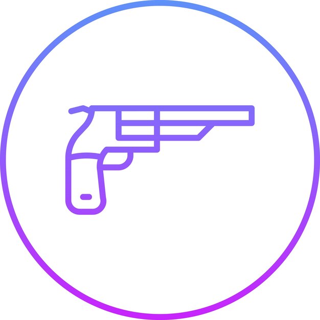 Ilustración del icono vectorial del revólver del conjunto de iconos del Oeste Salvaje