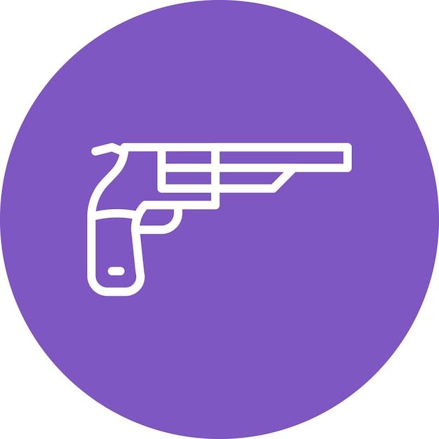 Ilustración del icono vectorial del revólver del conjunto de iconos del Oeste Salvaje
