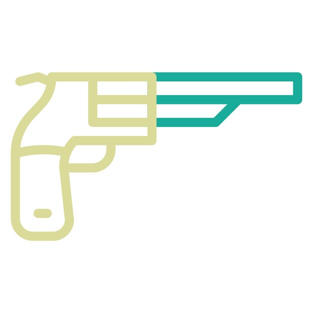 Ilustración del icono vectorial del revólver del conjunto de iconos del Oeste Salvaje