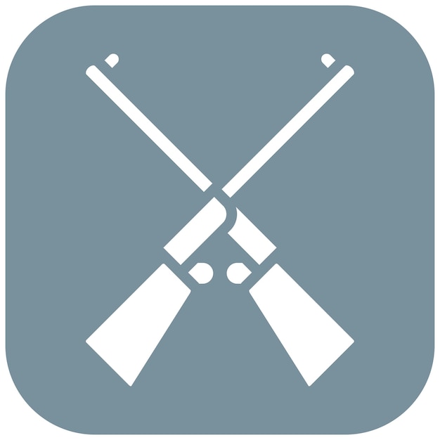 Ilustración del icono vectorial del rifle de caza del conjunto de iconos de diversión al aire libre