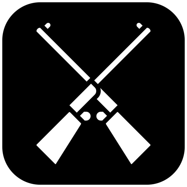 Ilustración del icono vectorial del rifle de caza del conjunto de iconos de diversión al aire libre