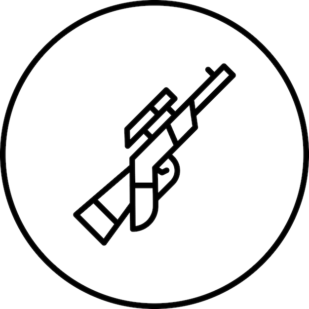 Ilustración del icono vectorial del rifle de francotirador del conjunto de iconos militares