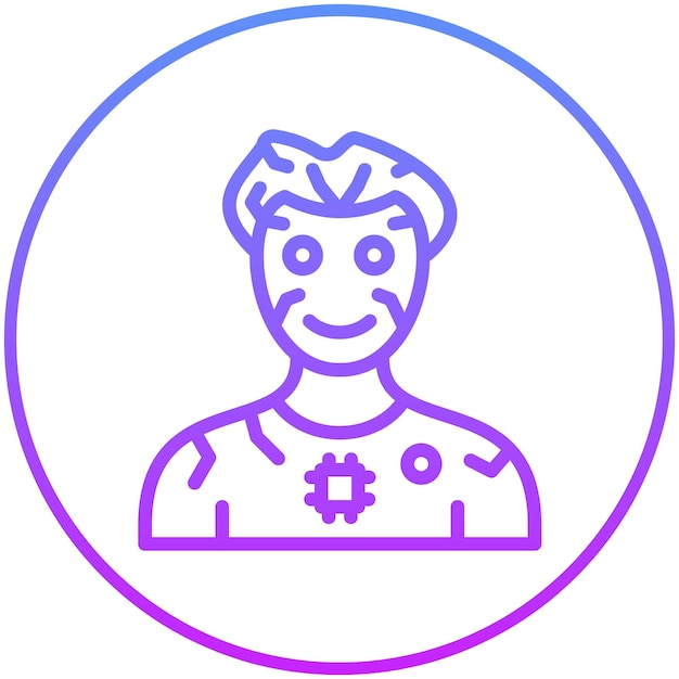 Ilustración del icono vectorial del robot humanoide del conjunto de iconos de robótica