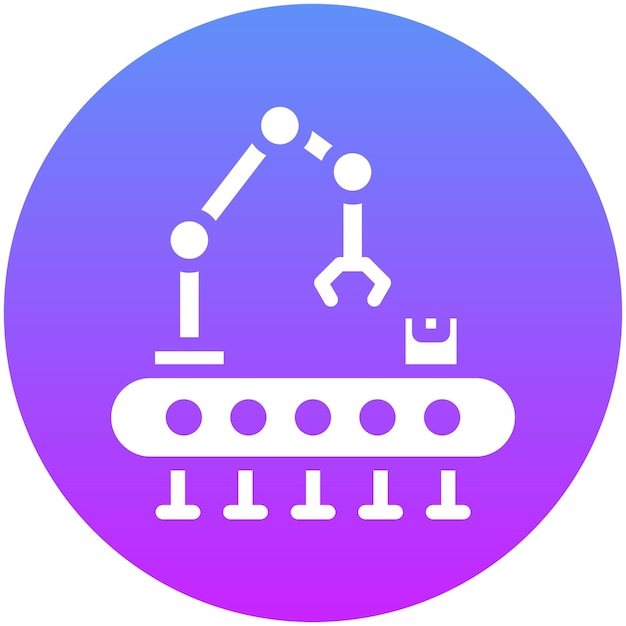 Ilustración del icono vectorial del robot industrial del conjunto de iconos de robótica