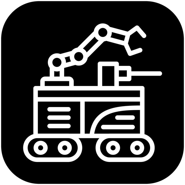 Ilustración del icono vectorial del robot militar del conjunto de iconos de robótica