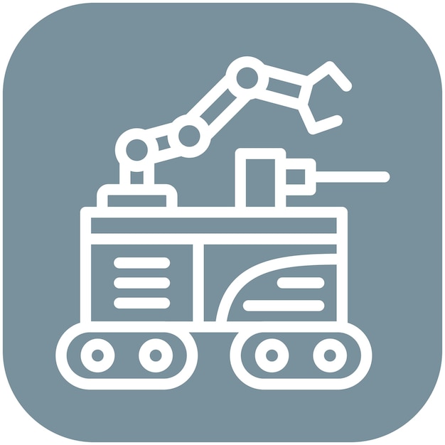 Ilustración del icono vectorial del robot militar del conjunto de iconos de robótica