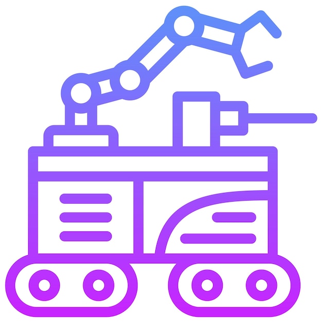 Ilustración del icono vectorial del robot militar del conjunto de iconos de robótica