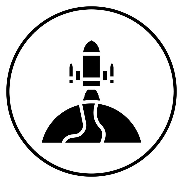 Ilustración del icono vectorial Rocket Earth del conjunto de iconos de Tecnología Espacial