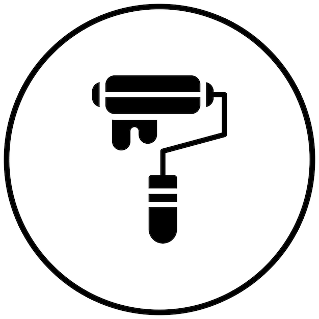Ilustración del icono vectorial del rodillo de pintura del conjunto de iconos de artículos para el hogar