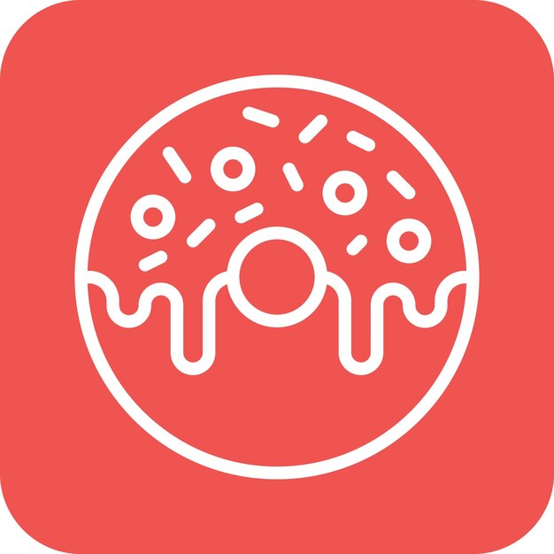 Ilustración del icono vectorial de la rosquilla del conjunto de iconos de cumpleaños