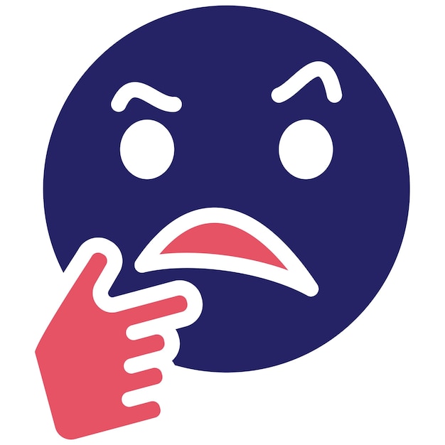 Ilustración del icono vectorial del rostro pensante del conjunto de iconos Emoji