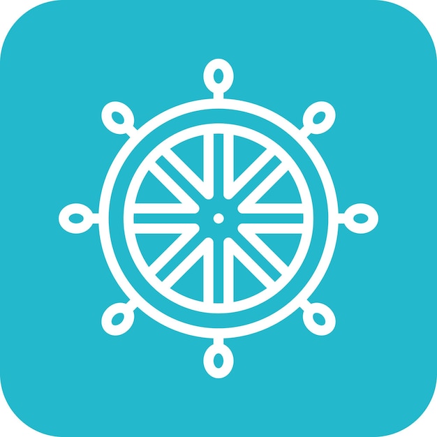 Ilustración del icono vectorial de la rueda de la nave del conjunto de iconos de Piratas