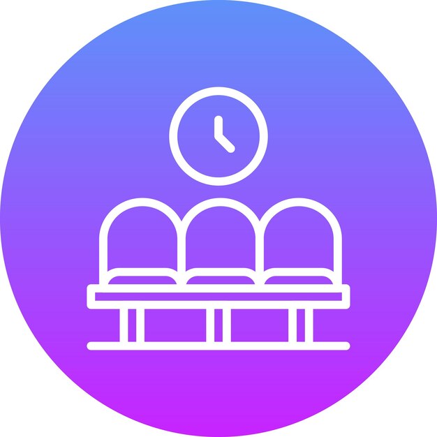 Ilustración del icono vectorial de la sala de espera del aeropuerto del conjunto de iconos de aviación