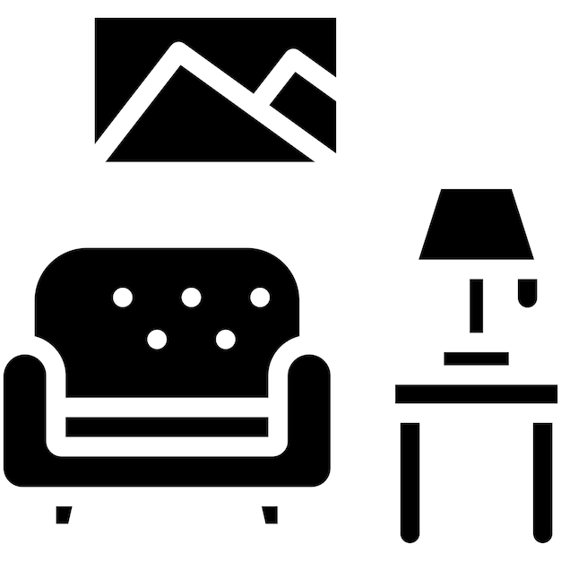 Ilustración del icono vectorial de la sala de estar del conjunto de iconos de mejoras para el hogar