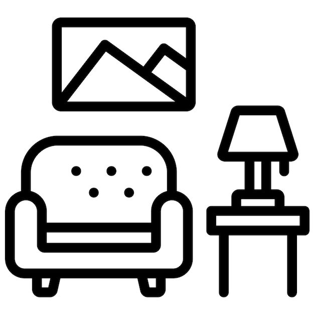 Ilustración del icono vectorial de la sala de estar del conjunto de iconos de mejoras para el hogar