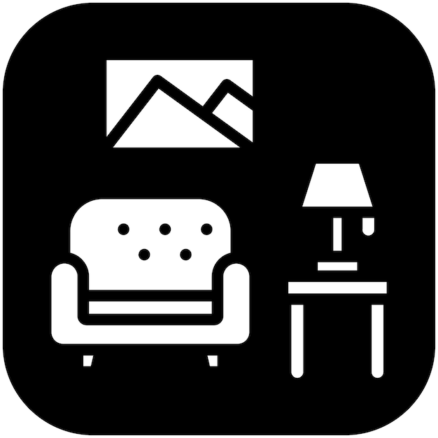 Ilustración del icono vectorial de la sala de estar del conjunto de iconos de mejoras para el hogar