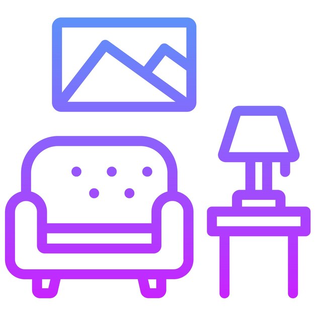 Ilustración del icono vectorial de la sala de estar del conjunto de iconos de mejoras para el hogar