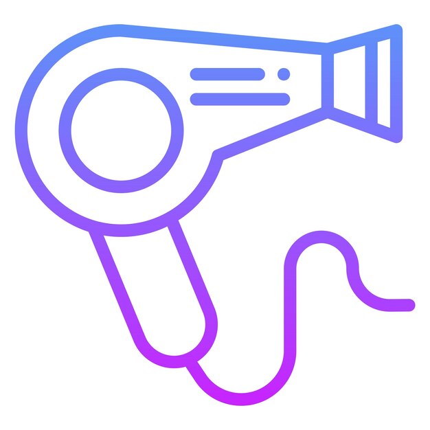 Ilustración del icono vectorial del secador de cabello del conjunto de iconos del salón de pelo