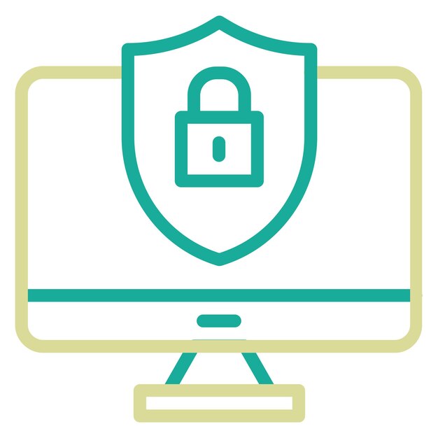 Ilustración del icono vectorial de seguridad de la computadora del conjunto de iconos de protección y seguridad