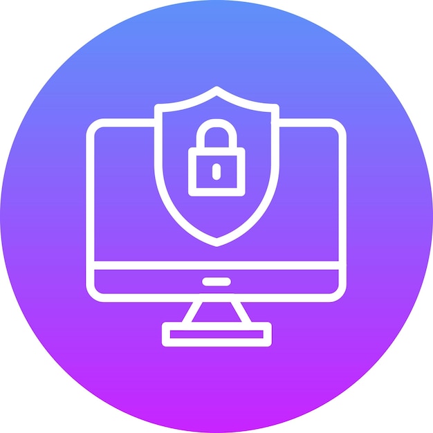 Ilustración del icono vectorial de seguridad de la computadora del conjunto de iconos de protección y seguridad