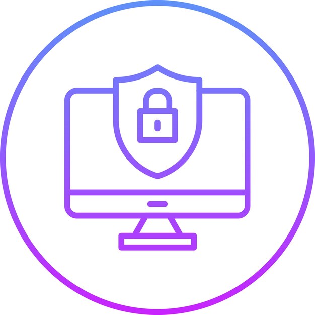 Ilustración del icono vectorial de seguridad de la computadora del conjunto de iconos de protección y seguridad