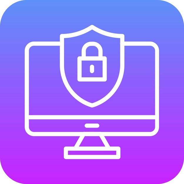 Ilustración del icono vectorial de seguridad de la computadora del conjunto de iconos de protección y seguridad