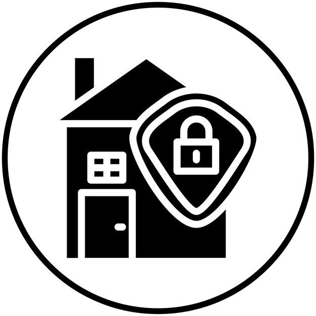 Ilustración del icono vectorial de seguridad en el hogar del conjunto de iconos de trabajo desde el hogar