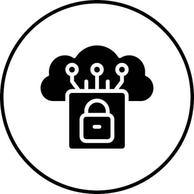 Ilustración del icono vectorial de seguridad en la nube del conjunto de iconos de alojamiento web