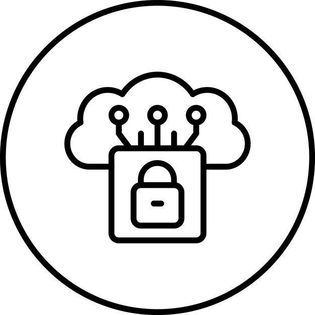 Ilustración del icono vectorial de seguridad en la nube del conjunto de iconos de alojamiento web