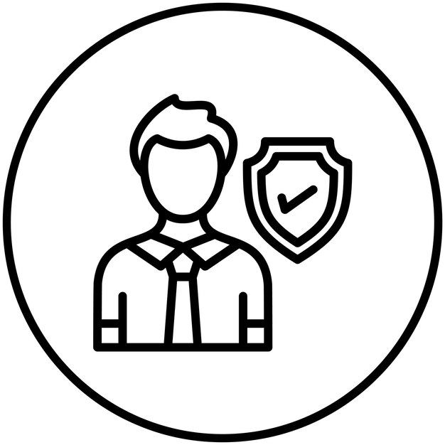 Ilustración del icono vectorial de seguros de empleados del conjunto de iconos de negocios y oficinas