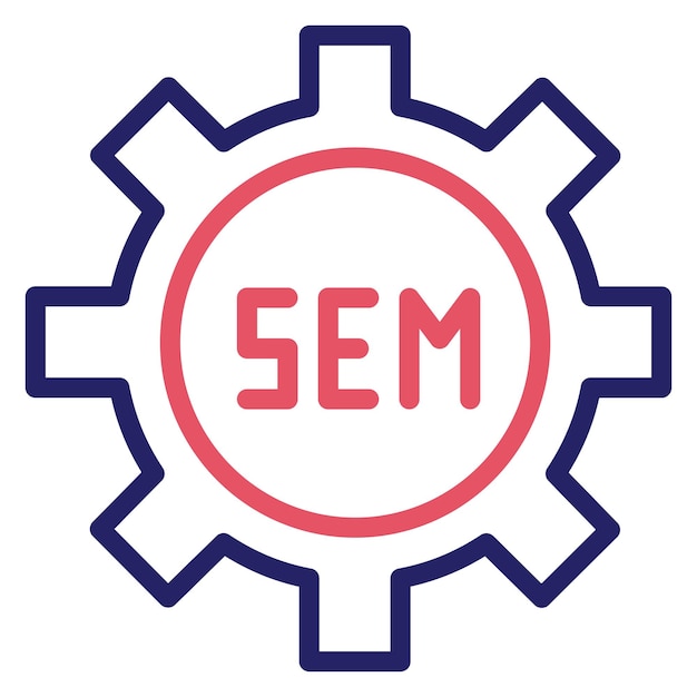 Ilustración del icono vectorial de SEM de SEO y el conjunto de iconos de SEM