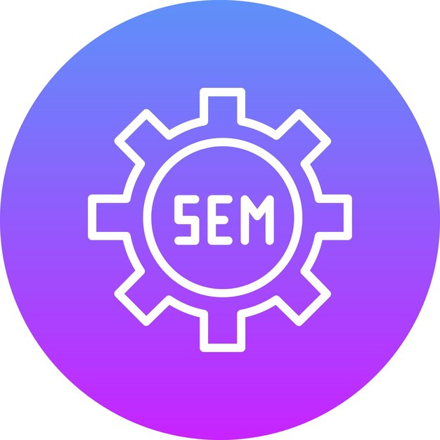 Ilustración del icono vectorial de SEM de SEO y el conjunto de iconos de SEM