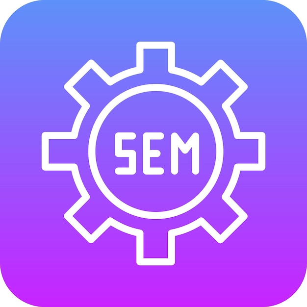 Ilustración del icono vectorial de SEM de SEO y el conjunto de iconos de SEM