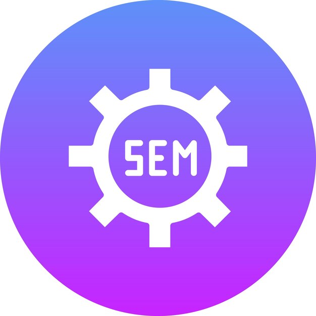 Ilustración del icono vectorial de SEM de SEO y el conjunto de iconos de SEM