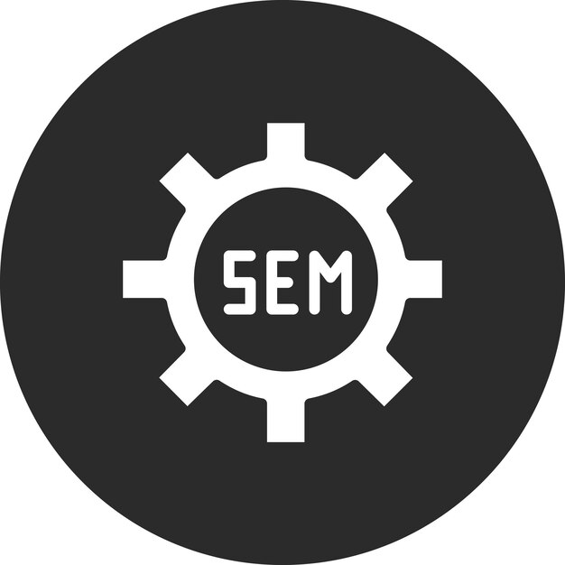 Ilustración del icono vectorial de SEM de SEO y el conjunto de iconos de SEM