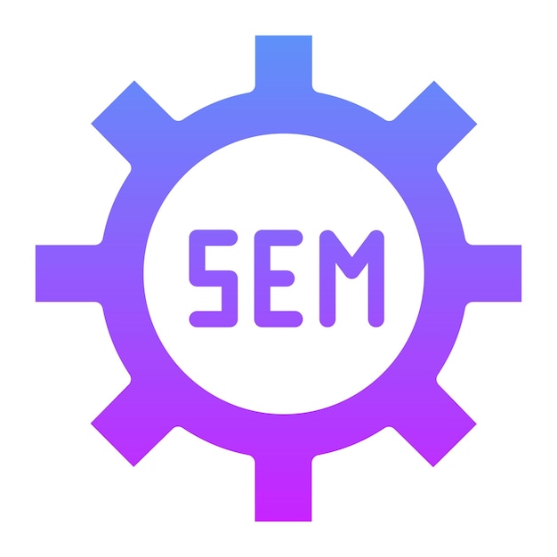 Ilustración del icono vectorial de SEM de SEO y el conjunto de iconos de SEM