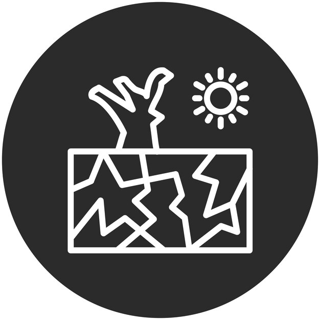 Ilustración del icono vectorial de sequía del conjunto de iconos de contaminación