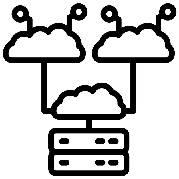 Ilustración del icono vectorial de servicio en la nube del conjunto de iconos de Big Data