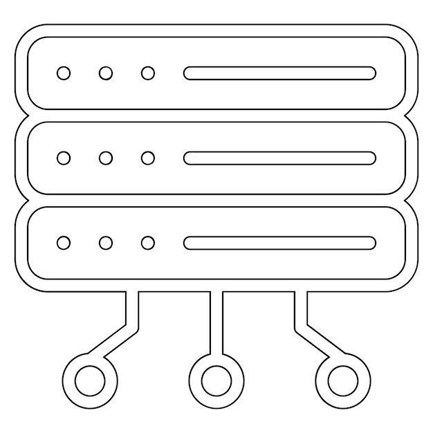 Ilustración del icono vectorial del servidor del conjunto de iconos de computadora y hardware