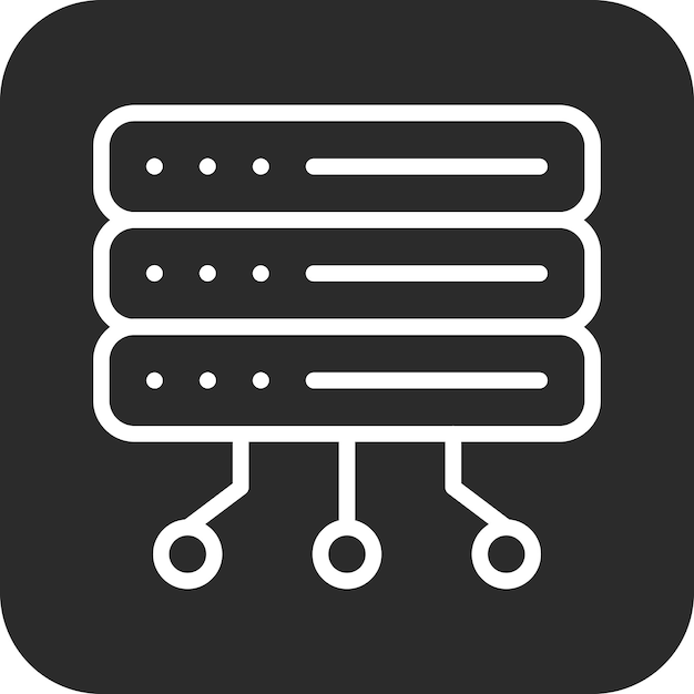Ilustración del icono vectorial del servidor del conjunto de iconos de computadora y hardware