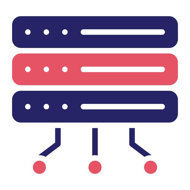 Ilustración del icono vectorial del servidor del conjunto de iconos de computadora y hardware