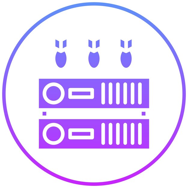 Ilustración del icono vectorial del servidor Ddos del conjunto de iconos de seguridad cibernética