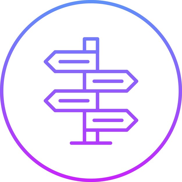 Ilustración del icono vectorial del signo de dirección del conjunto de iconos de la biblioteca