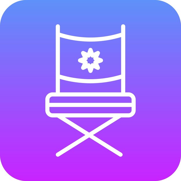 Ilustración del icono vectorial de la silla del director del conjunto de iconos del cine