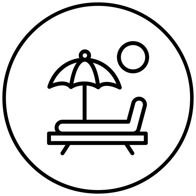 Ilustración del icono vectorial de la silla de playa del conjunto de iconos de Coastline