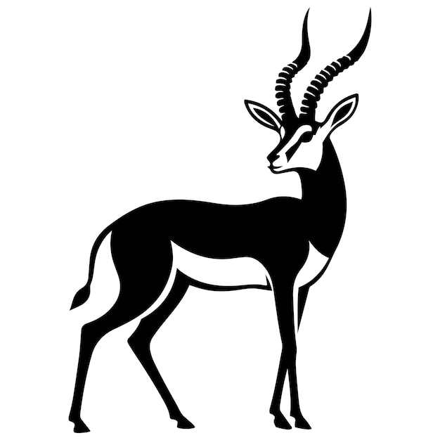 Ilustración del icono vectorial de la silueta del ciervo gazela